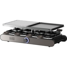 Siyah+Decker – Raclette| 8 Kişi| Tabaklar 21 x 21 Cm| Ayarlanabilir Sıcaklık| 1400W| Ters Çevrilebilir ve Yapışmaz Plaka| Doğal Taş| Aksesuarlar Dahildir| Pfoa Içermez