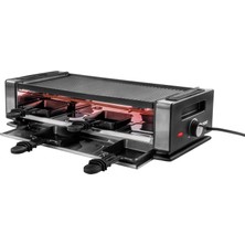 Unold 48730 Raclette Finesse Basic - 8 Kişilik Raclette Izgara, 1200 Watt, Ters Çevrilebilir Yapışmaz Izgara Plakası, Elektrikli Masa Izgarası, Paslanmaz Çelik / Alüminyum