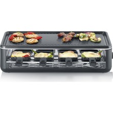 Severin Severın 8 Kişilik Raclette Izgara, Büyük Yapışmaz Izgara Plakalı Raclette, Ekstra Derin Tavalar, Bulaşık Makinesinde Yıkanabilir, Masa Izgarası, Black Line Lite, Rg 2365