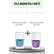 Wemara Metalik Ayna Efektli Oje Mavi 15 ml &  Mor 15 ml