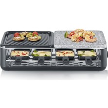 Severin Severın 8 Kişilik Raclette Izgara, Doğal Izgara Taşı ve Yapışmaz Kaplamalı Izgara Plakası, Ekstra Derin Tavalı Masa Izgarası, Bulaşık Makinesinde Yıkanabilir, Black Line, Rg 2366