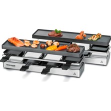 Rommelsbacher Rc 1600 4+4 Için Raclette Izgara Eğlencesi (Masa Izgarası, 8 Kişilik, Genişletilebilir, Park Alanı, Xylan Plus Yapışmaz Kaplamalı Döküm Alüminyum Izgara Plakası, 1460 W) Gümüş