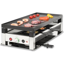Solis 5'i 1 Arada Masa Izgarası 791 Raclette 8 Kişilik - Raclette + Masa Izgarası + Wok + Pizza Izgarası + Krep - Elektrikli Izgara - 1400W - Paslanmaz Çelik