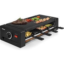 Tristar RA-2736 Çok Fonksiyonlu Raclette ve Pizza Makinesi Çift Isıtma Elemanlı Ayarlanabilir Termostat 43 x 23 cm 8 Kişilik Pişirme Yüzeyi Bpa Içermez 1300 Watt, Siyah