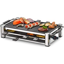 Rommelsbacher Rcc 1500 Raclette Izgara (Ekstra Uzun Kablo (2m), 8 Kişilik Masa Izgarası, Nervürlü Döküm Alüminyum Izgara Plakası, Xylan Plus Yapışmaz Kaplama, Park Yeri, 1500 W) Krom
