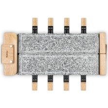 H.koenig Raclette Izgara WOD362 8 Kişilik, 1400 W, 180° Dönebilen Taban, Doğal Ahşap Tasarım, 8 Yapışmaz Tava ve Spatula, Çıkarılabilir Plakalar - Çift Granit Taş Plaka