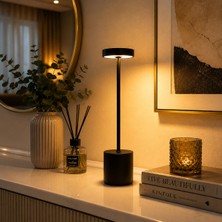 Vien Home Şarjlı Dokunmatik LED Masa Lambası – 3 Renk Işık Modlu, Kablosuz Modern Dekoratif Abajur (Siyah)