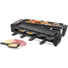 Emerio Yüksek Kaliteli Döküm Plakalı Emerıo Raclette | Cihaz Katlanabilir | Ilag®'dan 2x 40,6X10CM Pfas Içermeyen Yapışmaz Kaplama | Temizlemesi Kolay | 8 Tava | 2,00M Kablo | RG-132098.2