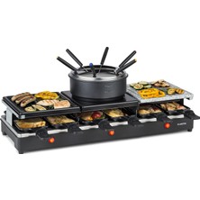 Klarstein Fonduelette Xl - 3'ü 1 Arada Raclette Izgara ve Fondü, 1650 Watt: Metal/doğal Taş/krep Plaka, 3 Ayrı Paslanmaz Çelik Isıtma Elemanı, 12 Kişiye Kadar, Yapışmaz Kaplama, Siyah
