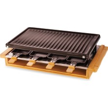 Little Balance Lıttle Balance 8501 Premium Bamboo 8, Raclette Grill 8 Kişilik, Yapışmaz Kaplama, 1200 W, Gerçek Bambu