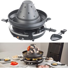 Rosenstein & Söhne Tartar Şapkası: Fondü Kanallı Elektrikli 3'ü 1 Arada Tartar Şapkası ve Raclette Izgarası, 6 Kişilik (Husar Hat Izgarası, Tartar Izgarası, Tencere)