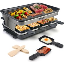 HengBo Raclette 8 Kişilik, Raclette Grill 4 6 Kişilik, 8 Tavalı, 1500W
