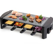 Domo DO9039G Raclette Izgara Taşlı, 8 Tava, Yapışmaz Kaplama Siyah, Gri, Mermer, Paslanmaz Çelik