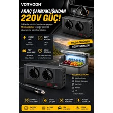 Vothoon 200W 12V Dc - 220V Ac Araç Içi Invertör Priz USB Girişli Dijital Göstergeli