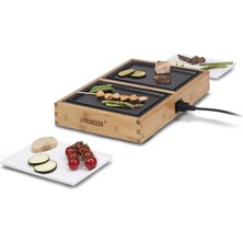 Princess DINNER4BAMBU, Raclette, 2 Izgara ve 2 Servis Tabaklı Iki Masa Izgarası, 420W, 2m Kablo Uzunluğu, 104020