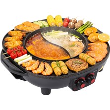 Hazlope Raclette Izgara 2'si 1 Arada Güveç Fondü Çin Elektrikli 2000W 5 Kişi Raclette Izgara Yapışmaz Dumansız Akşam Barbekü Izgara Kapalı 3l