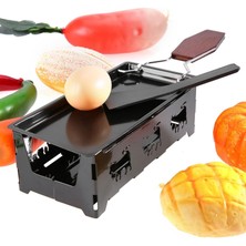 Generic Raclette Izgara, Yapışmaz Peynir Eritici, Katlanabilir Ahşap Saplı Döner Fırın Tepsisi, Spatulalı Profesyonel Peynir Eritme Tavası, Peynir, Et, Balık ve Sebzeler Için (Siyah)