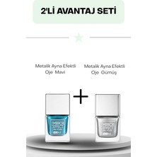 Wemara Metalik Ayna Efektli Oje  Gümüş 15 ml & Mavi 15 ml