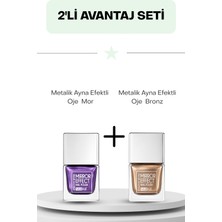 Wemara Metalik Ayna Efektli Oje  Bronz 15 ml & Mor 15 ml