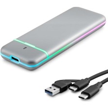 Skygo SSD Kutu Type-C 3.1 + Usb3.0 Nvme + Ngff M2 Chıp RTL9210B Gri HDX1774