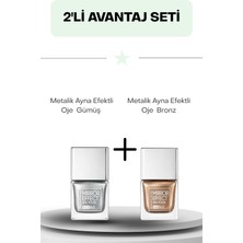 Wemara Metalik Ayna Efektli Oje Gümüş 15 ml & Bronz 15 ml