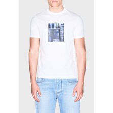 Armani Exchange Baskılı % 100 Pamuk Slim Fit Bisiklet Yaka T Shirt Erkek T Shirt XM003015 AF10356 U0009