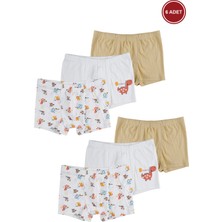 Koza İç Giyim Erkek Çocuk Pamuklu Fitilli 6'lı Desenli Boxer