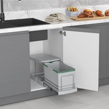 St. Morritz S-2573 Teleskopik Raylı Tezgah Altı Dolap Içi Sürgülü Çöp Kovası 16 Lt 2 Yıl Garantili