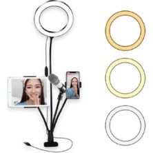 St. Morritz 4 In 1 Selfie LED Halka Işık Klip-On Standı Telefon ve Tablet Altlığı Tutucu