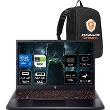 Acer Nitro V 15 Intel Core 7 240H Rtx 4050 6gb 65W 40GB Ram 512GB SSD 15.6" Fhd (1920X1080) IPS 165Hz Freedos NHQV2EY003P326 Gaming Laptop + Per4 Çanta