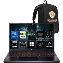 Acer Nitro V 15 Intel Core 7 240H Rtx 4050 6gb 65W 40GB Ram 2tb SSD 15.6" Fhd (1920X1080) IPS 165Hz WIN11 Home NHQV2EY003P328 Gaming Laptop + Per4 Çanta