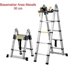 Packtech Inox Paslanmaz Çelik Çift Yönlü Teleskopik Merdiven