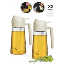St. Morritz 2 Adet Çift Fonksiyonlu Cam Yağdanlık 550ML Zeytinyağı Sıvıyağ Şişe Sprey Airfryer Yağlık Sirkelik