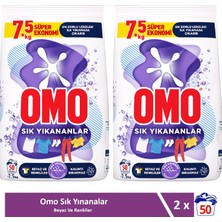 Omo Matik Toz Çamaşır Deterjanı Sık Yıkananlar Beyaz ve Renkliler Için 7.5 kg x 2 Adet