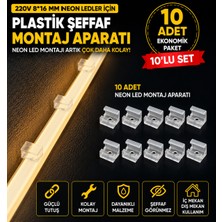 Econa 10 Adet Neon LED Tutucu Klips 1 Vidalı Duvar Aparatı,bağlantı Montaj Aparatı,kroşe,plastik Şeffaf Montaj Aparatı