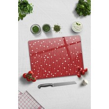 St. Morritz Cam Kesme Tahtası - Cam Kesme Tablası | Kalpli Sarmaşık | 30CM x 40CM