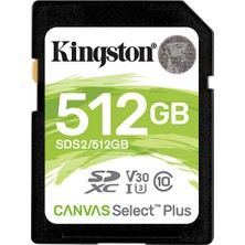 Sds2 512Gb Sdxc Canvas Select Plus 100R C10 Uhs-İ U3 V30 Sd Hafıza Kartı