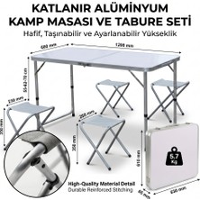 İlkyaz Fashion Katlanabilir Alüminyum Kamp Masası ve 4 Lü Tabure Seti