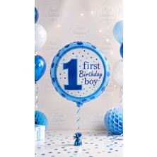 Parti Dükkanı 18 Inç Mavi 1 First Birthday Boy Folyo Balon 45 cm Helyum Uyumlu 1 Yaş Doğum Günü Parti Balonu