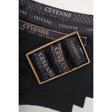 Cevenne Erkek Siyah Boxer %95 Pamuk Premıum Esenek Bel Lastikli