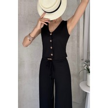 Olsa Moda Kadın Esnek Dokulu Kumaş Yelek ve Pantolon Takım