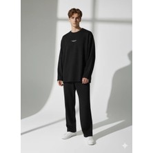 Ribana Classic Unisex Bisiklet Yaka Baskılı Cepli Uzun Kol 2'li Takım