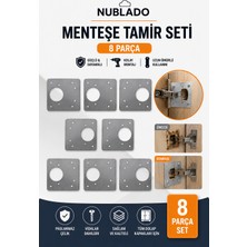 Nublado 8 Parça Menteşe Tamir Seti Paslanmaz Çelik Dolap Kapak Menteşe Onarım Plakası Vidalı Tamir Aparatı