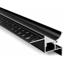 Ledarmy DL2733 Trimless LED Profil Sıva Altı Duvar Yıkama 2 Metre 27x33 mm Siyah Kasa Alüminyum Gömme LED Kanal Opal Difüzörlü