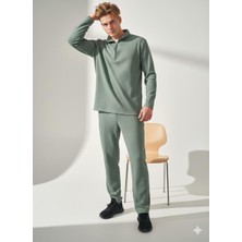 Ribana Classic Unisex Fitilli Gömlek Yaka Fermuarlı Cepli Beli Lastikli Triko Alt Üst Takım