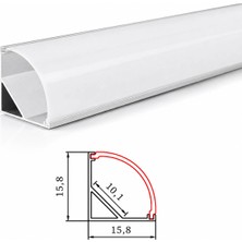 Ledarmy DL1616 Köşe LED Profil 2 Metre 16x16 mm 45° Eloksallı Alüminyum Kavisli Opal Difüzörlü Sıva Üstü Şerit LED Kanalı