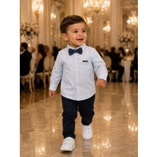 Mummys Love Erkek Çocuk Papyonlu Oxford Gömlek - %100 Doğal Pamuk - Mavi