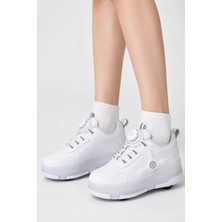 Ht Hotin Odin Tekerlekli Işıklı Çocuk Spor Ayakkabı – Rahat Patenli Sneaker - Beyaz