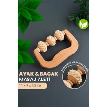St. Morritz Doğal Ahşap Ayak Masaj Aleti | 3 Tekerlekli Bacak Masajı ve Gua Sha Etkisi