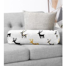 Rem Home Rengirenk Dekoratif Kırlent Kılıfı Beyaz 60 x 20 cm Salon Koltuk Kanepe Yastık Kılıfı